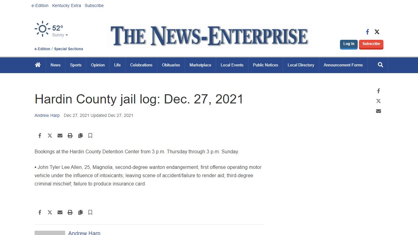 Hardin County jail log: Dec. 27, 2021 | Public Records ...